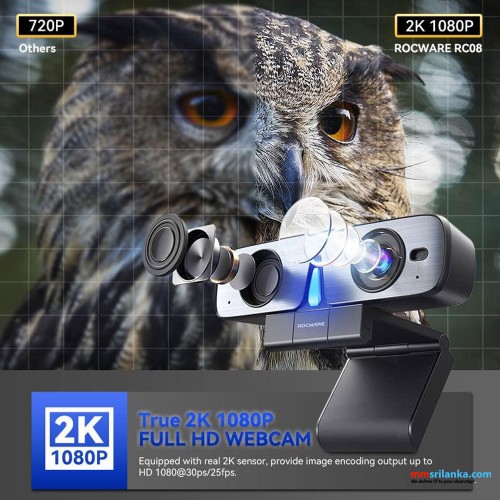 ROCWARE RC08 All-in-One Full HD 1080p USB Webcam with Speaker and Mic